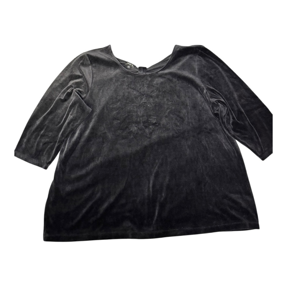 Talbots Black Velour 3/4 Stretchy Top Blouse Plus Size 3X